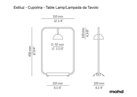 Технические характеристики и чертежи Estiluz Cupolina - Table Lamp