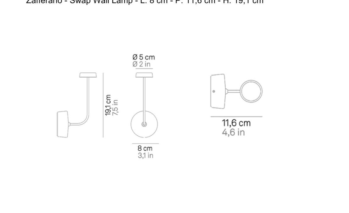 Бра модель Swap Wall Lamp - L. 8 cm - P. 11,6 cm - H. 19,1 cm от фабрики Zafferano