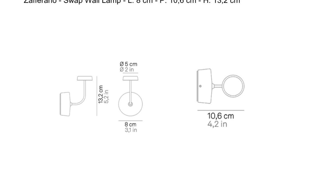 Бра модель Swap Wall Lamp - L. 8 cm - P. 10,6 cm - H. 13,2 cm от фабрики Zafferano