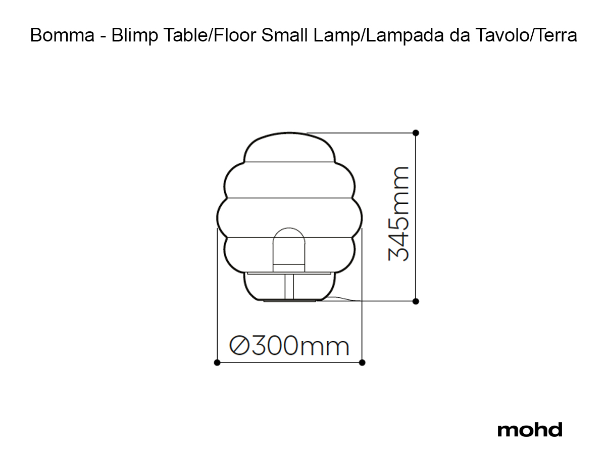 Технические данные и чертежи Настольная лампа модель Blimp Piccola Lampada da Tavolo/Terra от фабрики Bomma