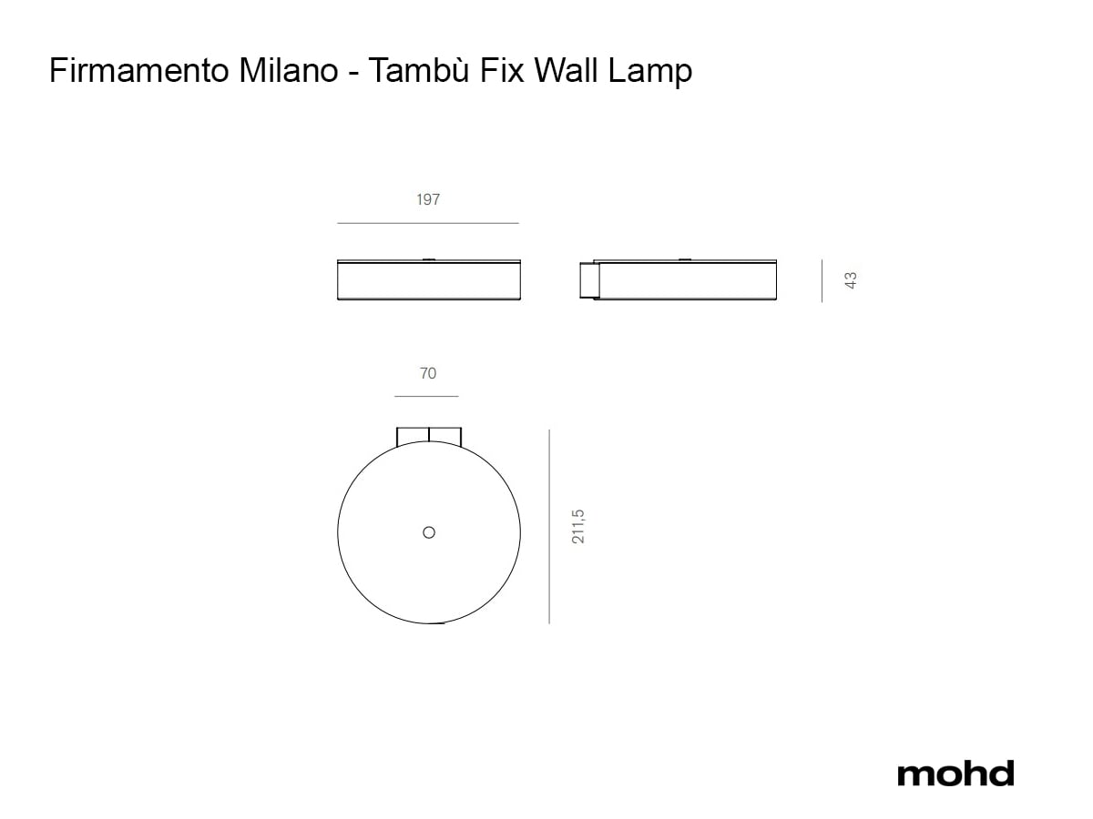 Технические данные и чертежи Бра модель Tambú Fix Wall Lamp от фабрики Firmamento Milano