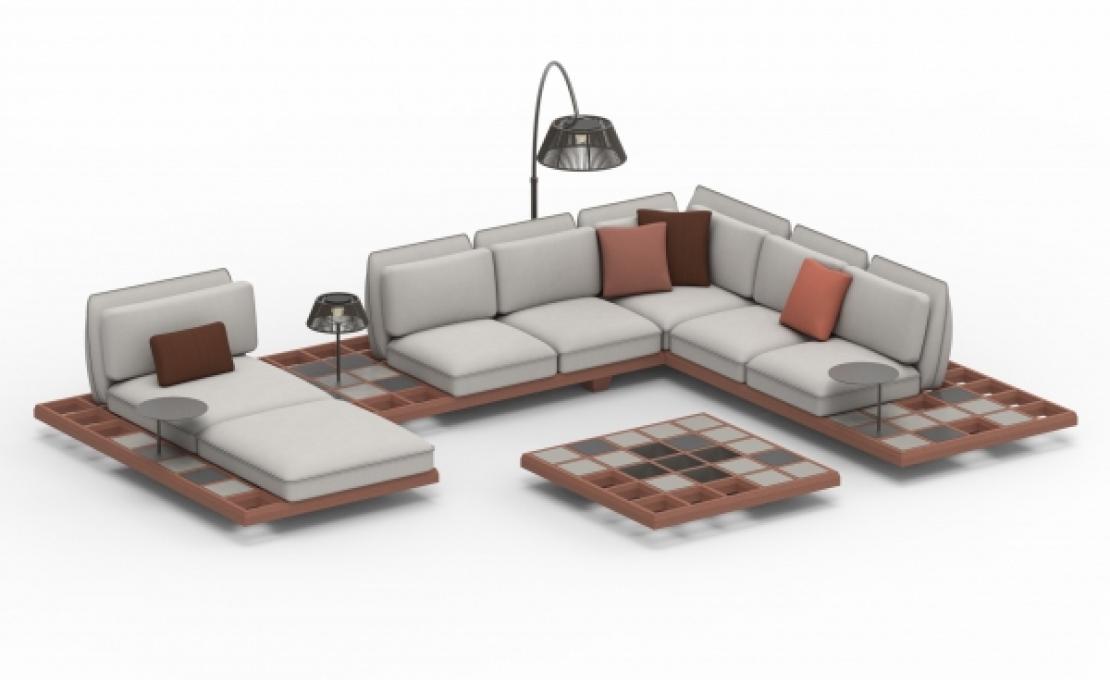 Уличный диван от фабрики Royal Botania модель MOZAIX-SOFA