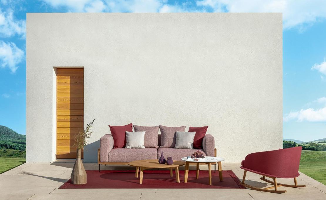 Уличный диван от фабрики Talenti модель Cleosoft// Wood Sofa