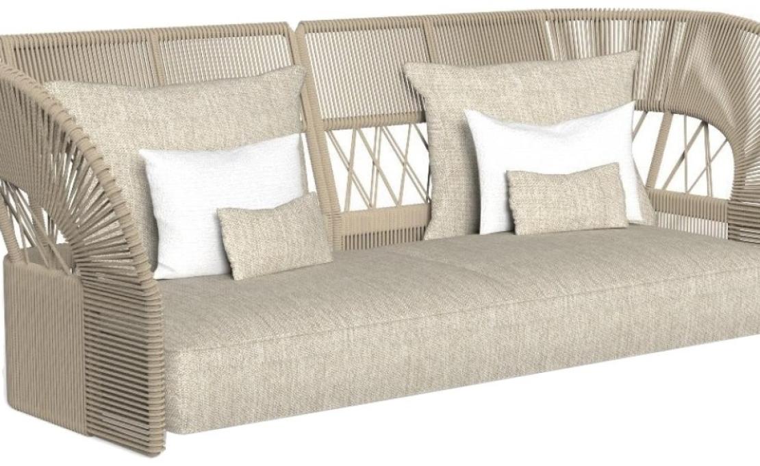 Уличный диван от фабрики Talenti модель CLIFF DECO ROPE BACKREST SOFA