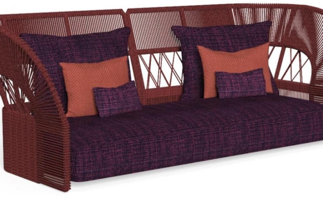 Уличный диван от фабрики Talenti модель CLIFF DECO ROPE BACKREST SOFA