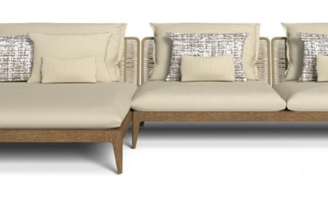 Уличный диван от фабрики Talenti модель CRUISE TEAK MODULAR SOFA