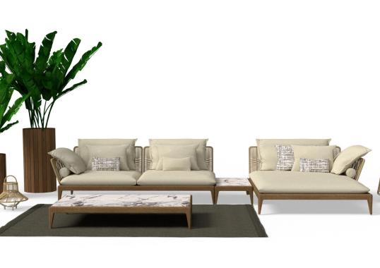 Уличный диван от фабрики Talenti модель CRUISE TEAK MODULAR SOFA