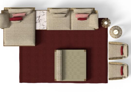 Уличный диван от фабрики Talenti модель CRUISE TEAK MODULAR SOFA
