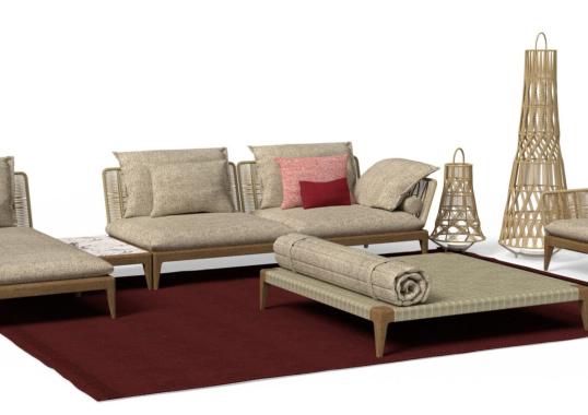 Уличный диван от фабрики Talenti модель CRUISE TEAK MODULAR SOFA