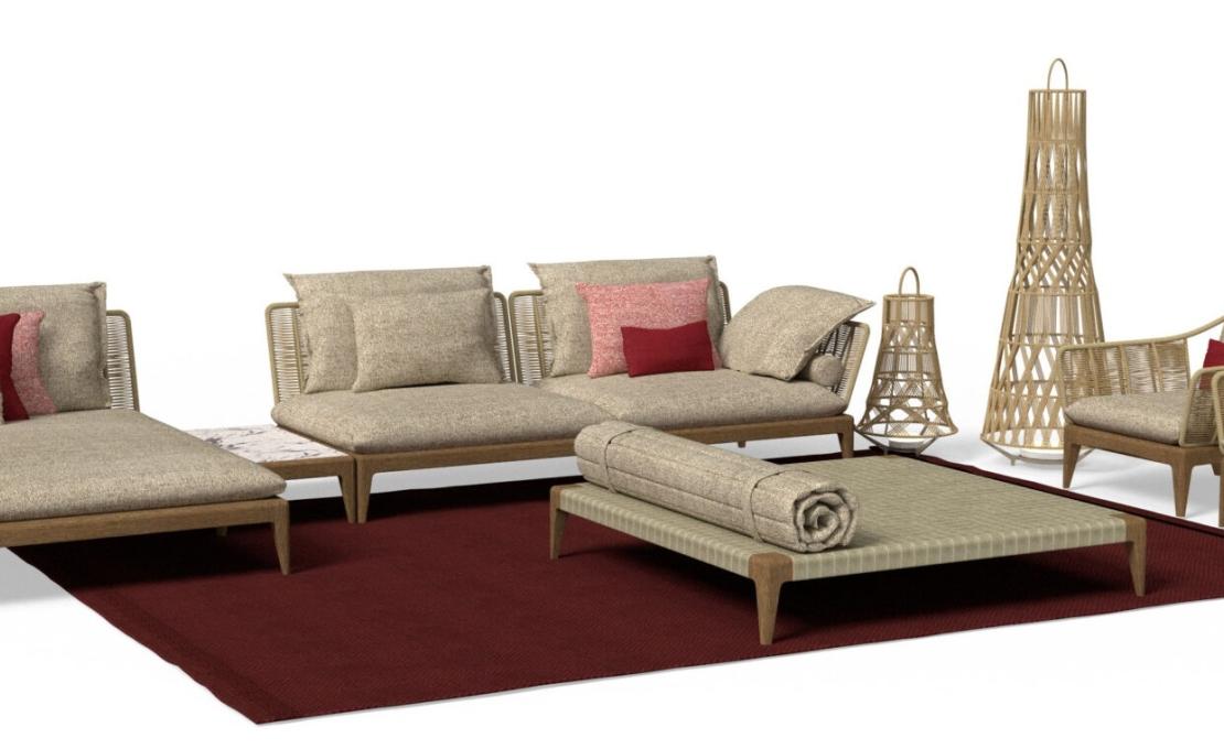 Уличный диван от фабрики Talenti модель CRUISE TEAK MODULAR SOFA