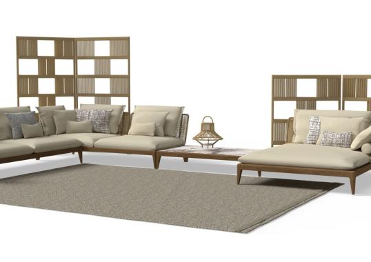 Уличный диван от фабрики Talenti модель CRUISE TEAK MODULAR SOFA