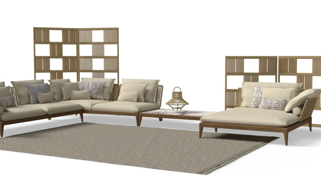 Уличный диван от фабрики Talenti модель CRUISE TEAK MODULAR SOFA