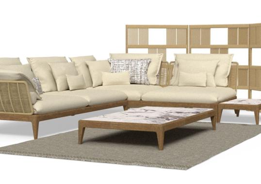 Уличный диван от фабрики Talenti модель CRUISE TEAK MODULAR SOFA
