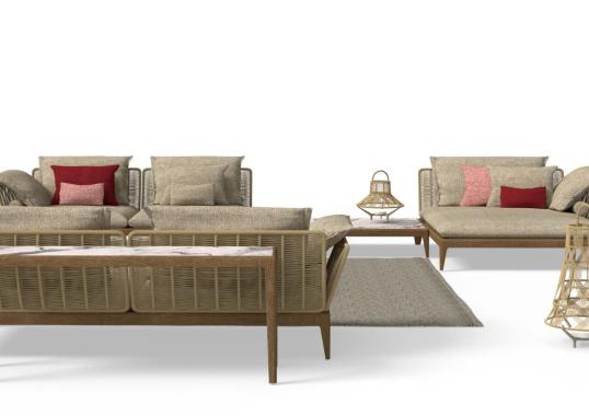 Уличный диван от фабрики Talenti модель CRUISE TEAK MODULAR SOFA