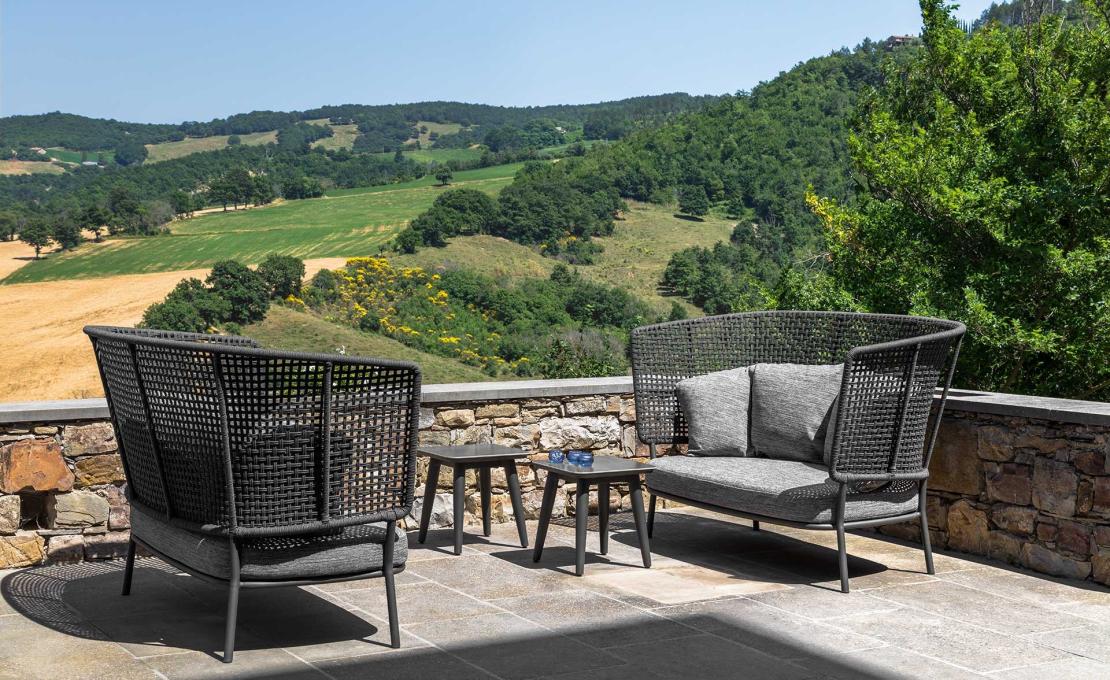 Уличный диван от фабрики Talenti модель MOON ALU LOVE SEAT SOFA