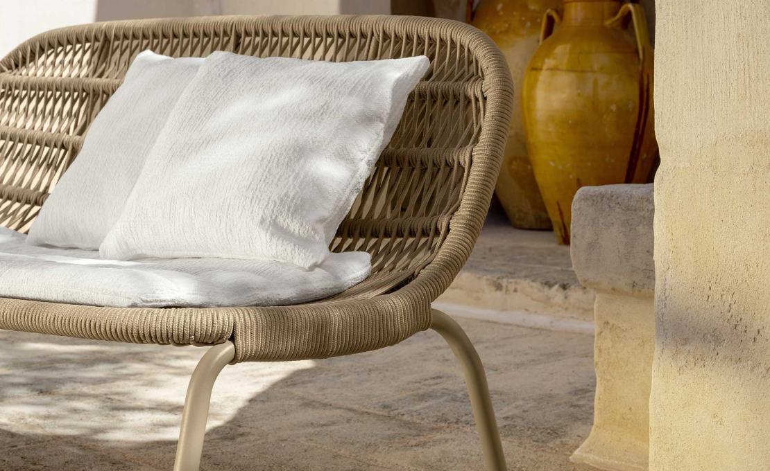 Уличный диван от фабрики Talenti модель PANAMA LOVE SEAT SOFA