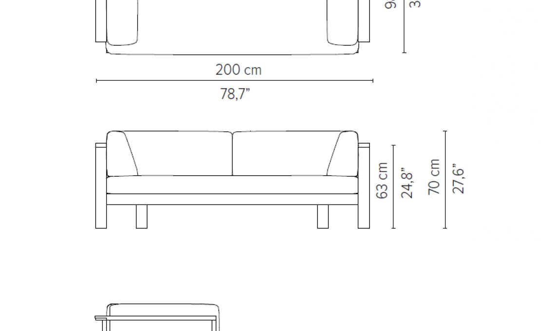 Уличный диван от фабрики Tribù модель PURESOFATEAK/SOFA