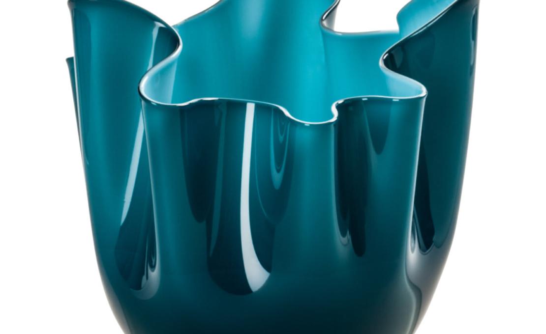 Декоративная Ваза от фабрики Venini модель Fazzoletti Cerulean-Aqua 