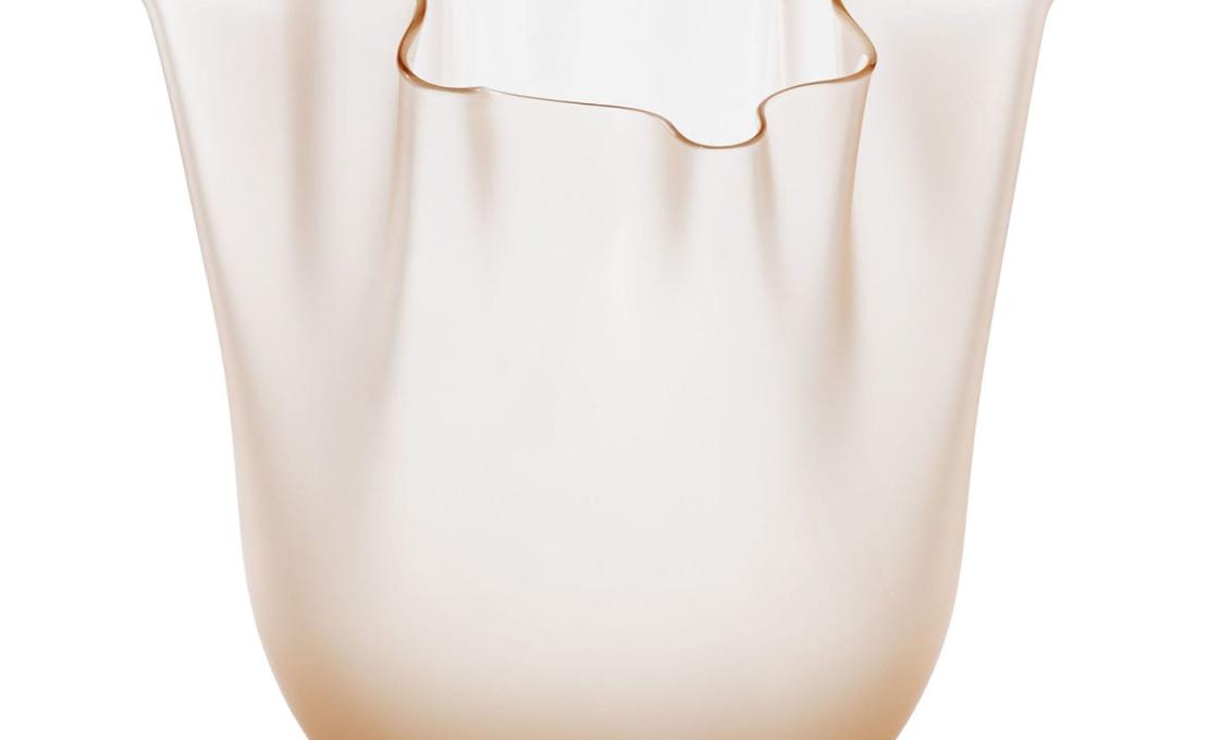 Декоративная Ваза от фабрики Venini модель Fazzoletto Medium Satin Peach Transparent Murano Glass