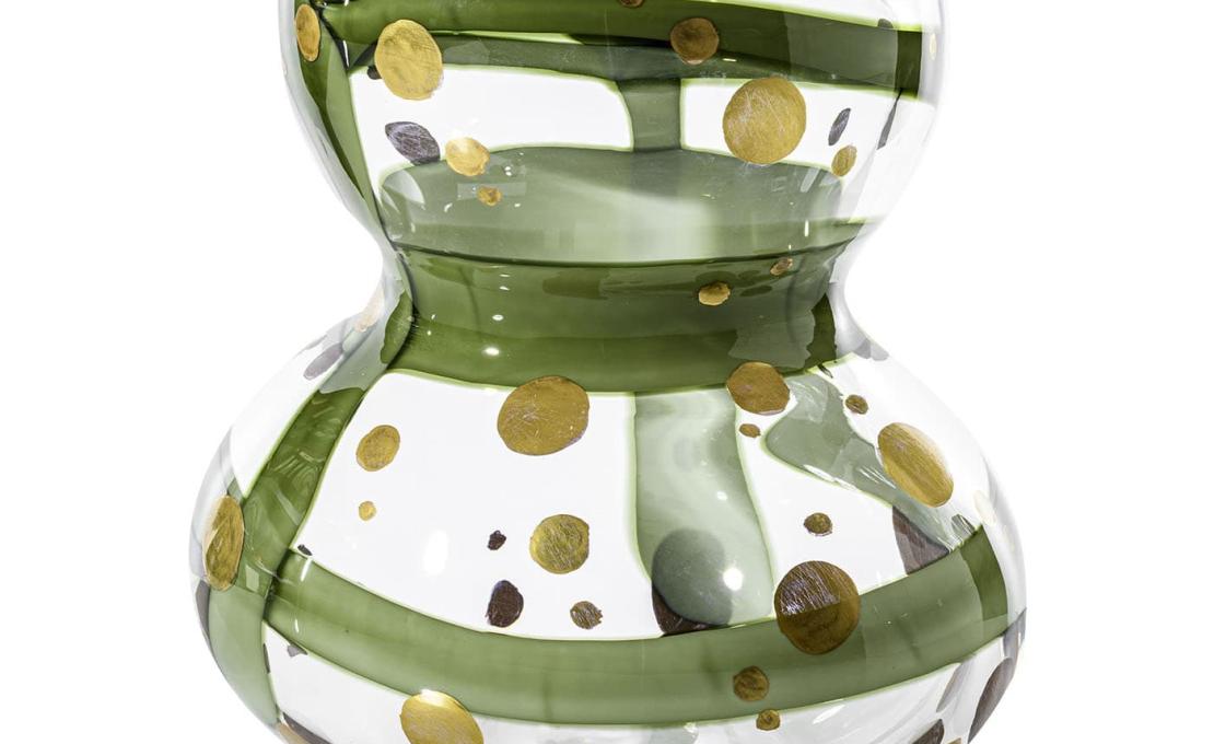 Декоративная Ваза от фабрики Venini модель Gran Bulbo Mini Gold and Green