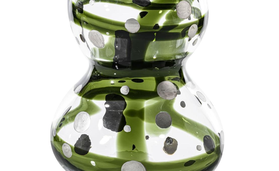 Декоративная Ваза от фабрики Venini модель Gran Bulbo Mini Silver Black and Green Glass