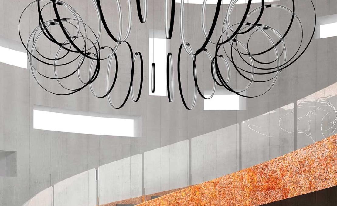 Подвесной светильник от фабрики Zava модель RINGS VERTICALE SUSPENSION LAMP