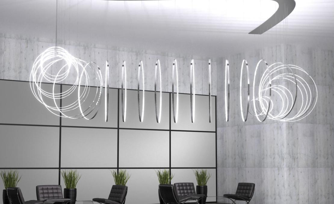Подвесной светильник от фабрики Zava модель RINGS VERTICALE SUSPENSION LAMP