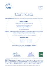 Сертификат подлинности качества Olivieri Mobili