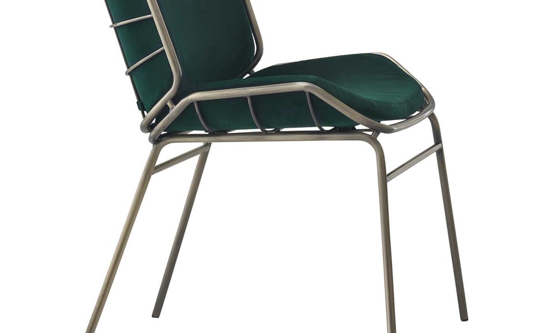 Стул от фабрики TrabA' модель Skin Met Green and Gray 