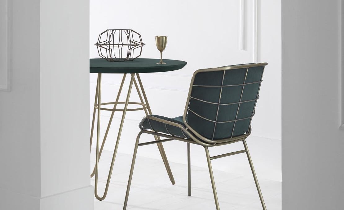 Стул от фабрики TrabA' модель Skin Met Green and Gray 