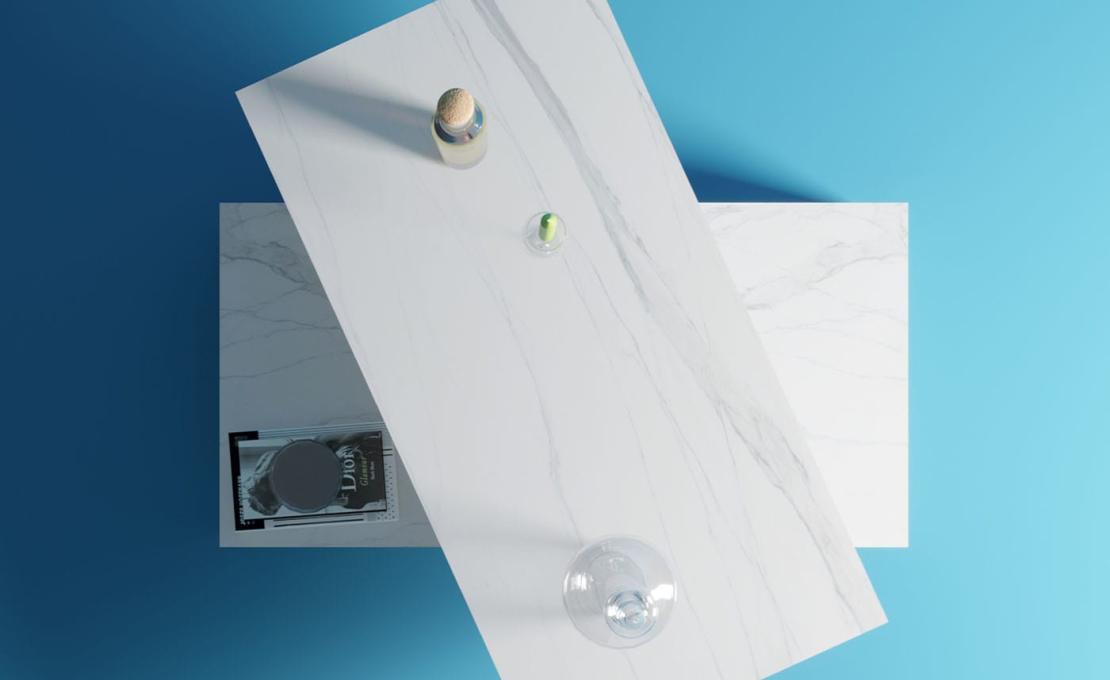 Журнальный столик от фабрики Dimarmo модель Dualis Carrara Marble 