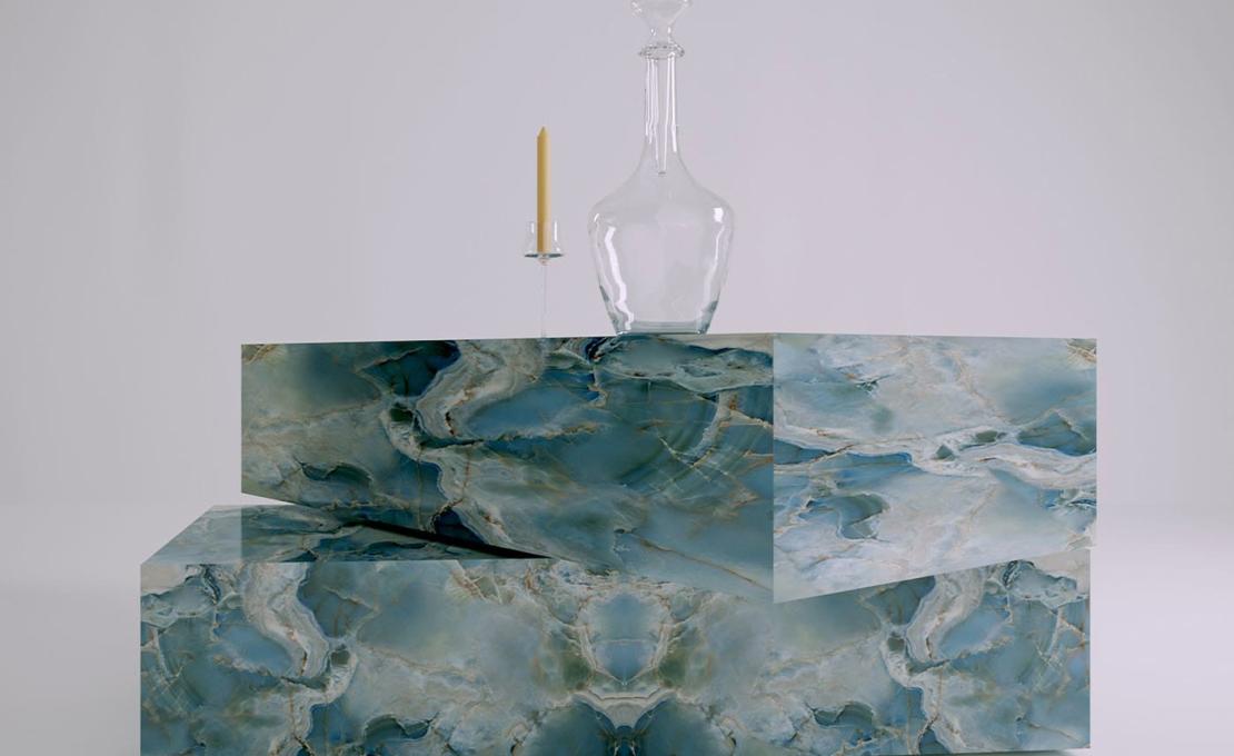 Журнальный столик от фабрики Dimarmo модель Dualis Azure Onyx 