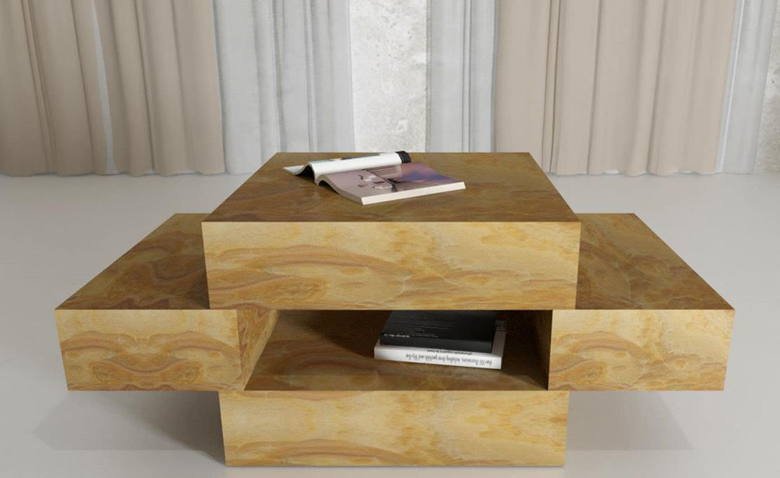 Журнальный столик от фабрики Dimarmo модель Elysium Yellow Onyx 
