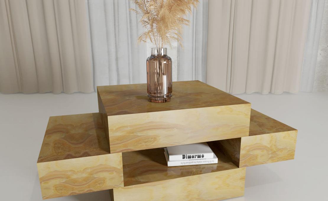 Журнальный столик от фабрики Dimarmo модель Elysium Yellow Onyx 