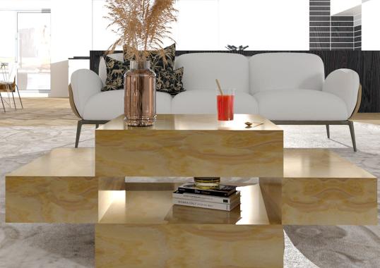 Журнальный столик от фабрики Dimarmo модель Elysium Yellow Onyx 