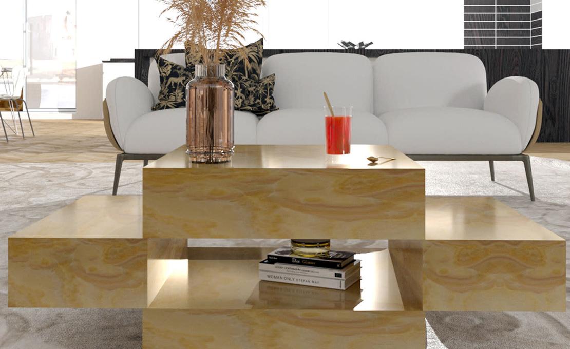 Журнальный столик от фабрики Dimarmo модель Elysium Yellow Onyx 