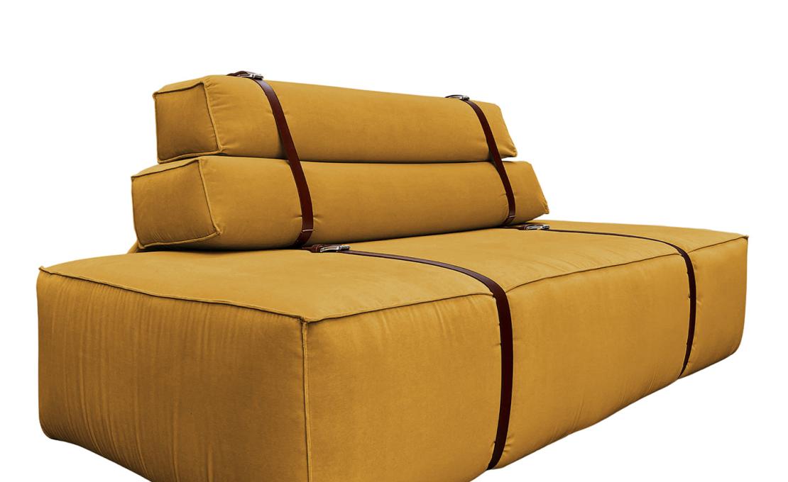 Диван от фабрики DLA Design Lab модель Docker Yellow Gold Velvet