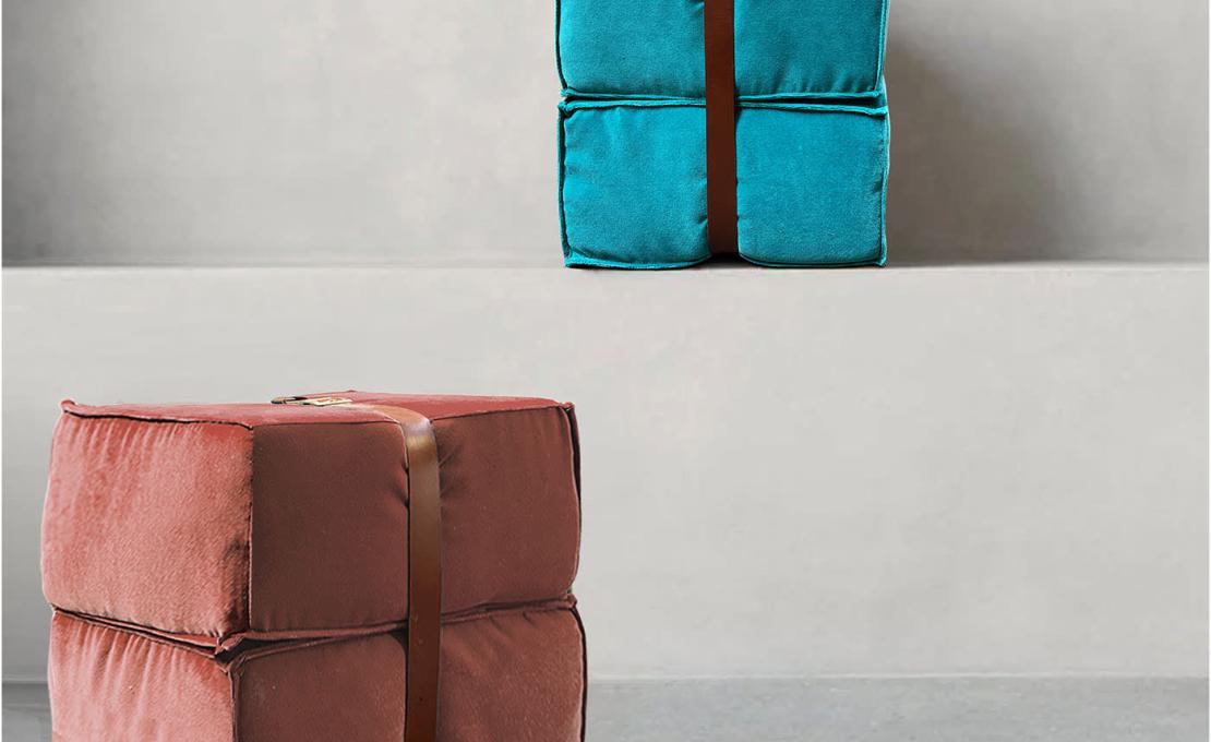 Пуфы от фабрики DLA Design Lab модель Docker Antique Pink Velvet
