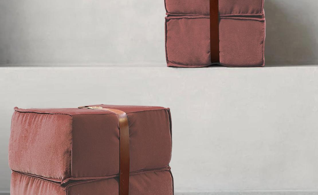 Пуфы от фабрики DLA Design Lab модель Docker Antique Pink Velvet