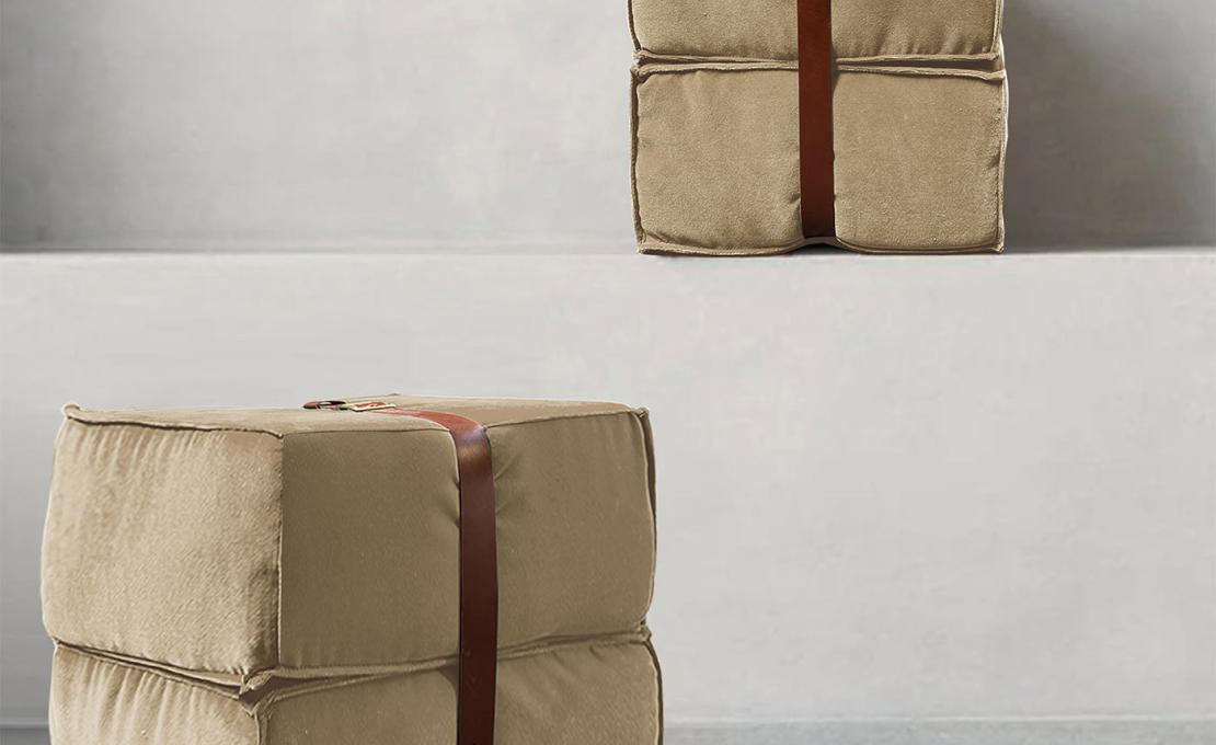 Пуфы от фабрики DLA Design Lab модель Docker Beige Velvet