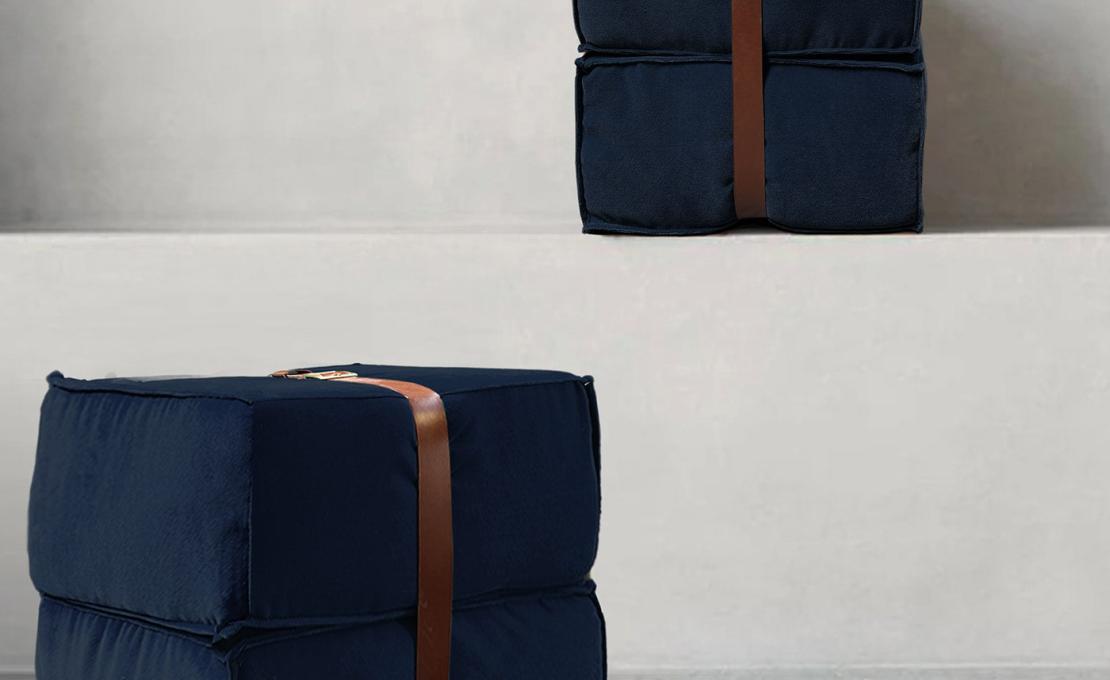 Пуфы от фабрики DLA Design Lab модель Docker Navy Velvet