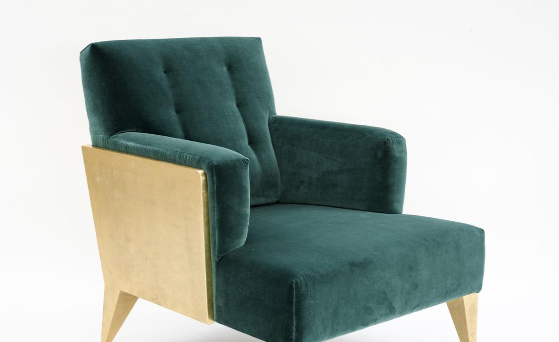 Кресло от фабрики Extroverso модель Goa Relax Emerald Golden Armchair