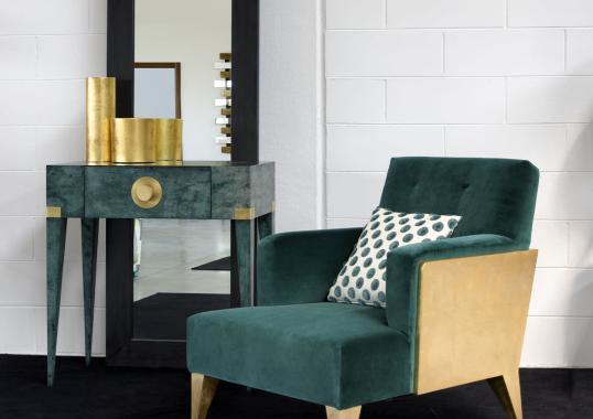 Кресло от фабрики Extroverso модель Goa Relax Emerald Golden Armchair