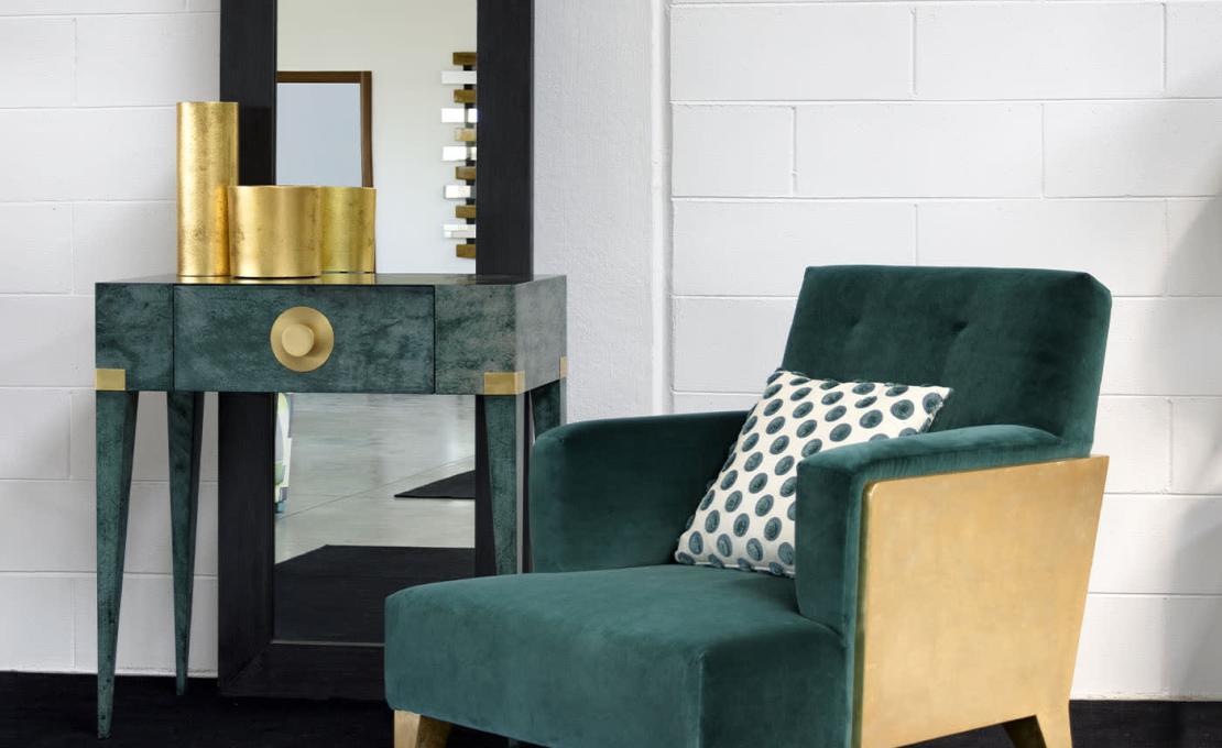 Кресло от фабрики Extroverso модель Goa Relax Emerald Golden Armchair