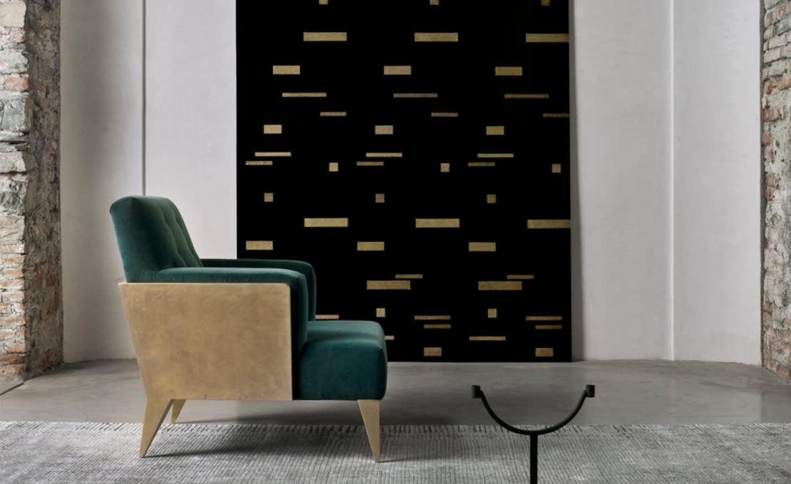 Кресло от фабрики Extroverso модель Goa Relax Emerald Golden Armchair
