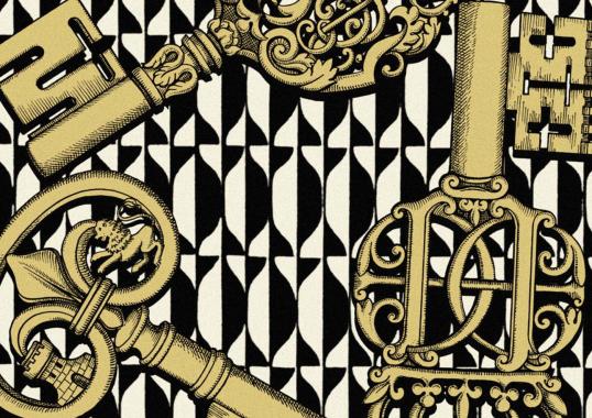 Барные стулья от фабрики Fornasetti модель Chiavi e Losanghe Stool