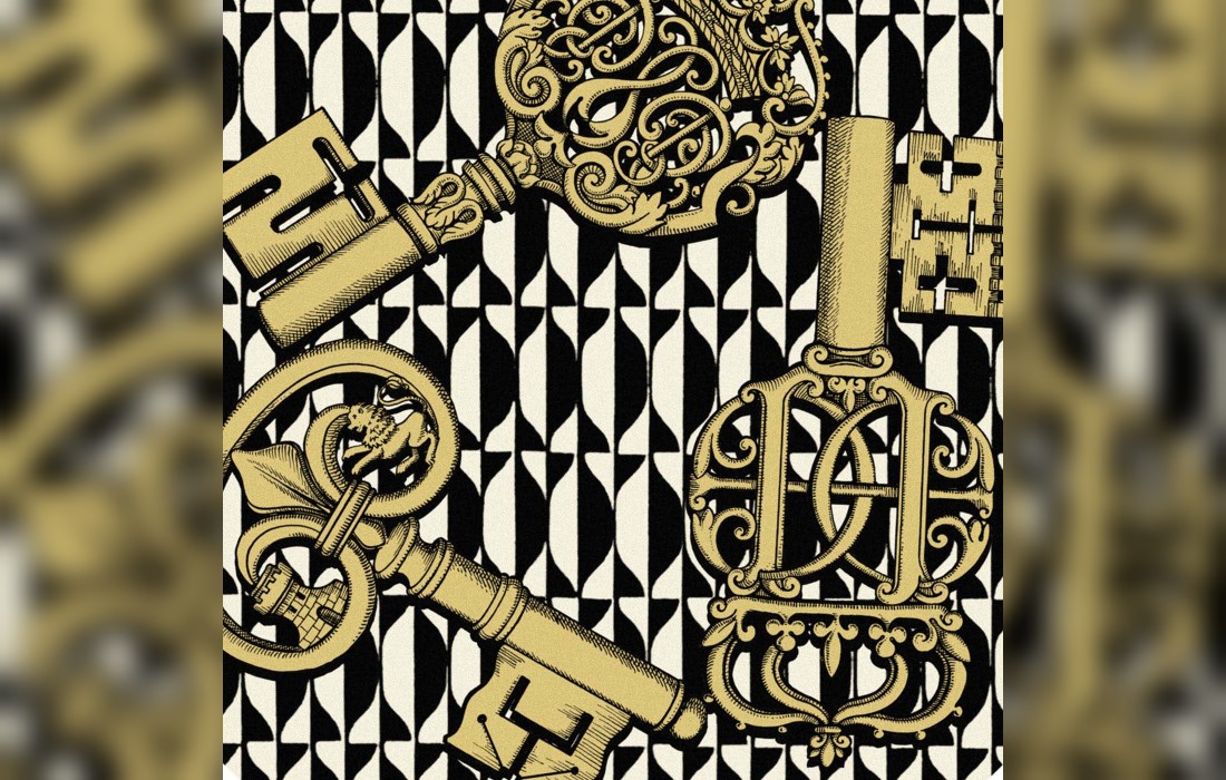 Барные стулья от фабрики Fornasetti модель Chiavi e Losanghe Stool