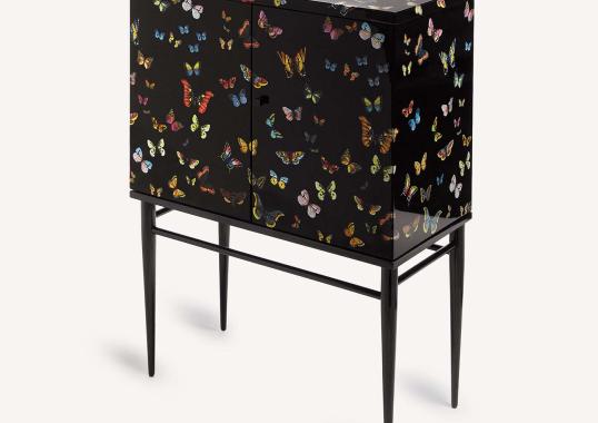 Шкаф от фабрики Fornasetti модель Farfalle Black Raised Small Cabinet