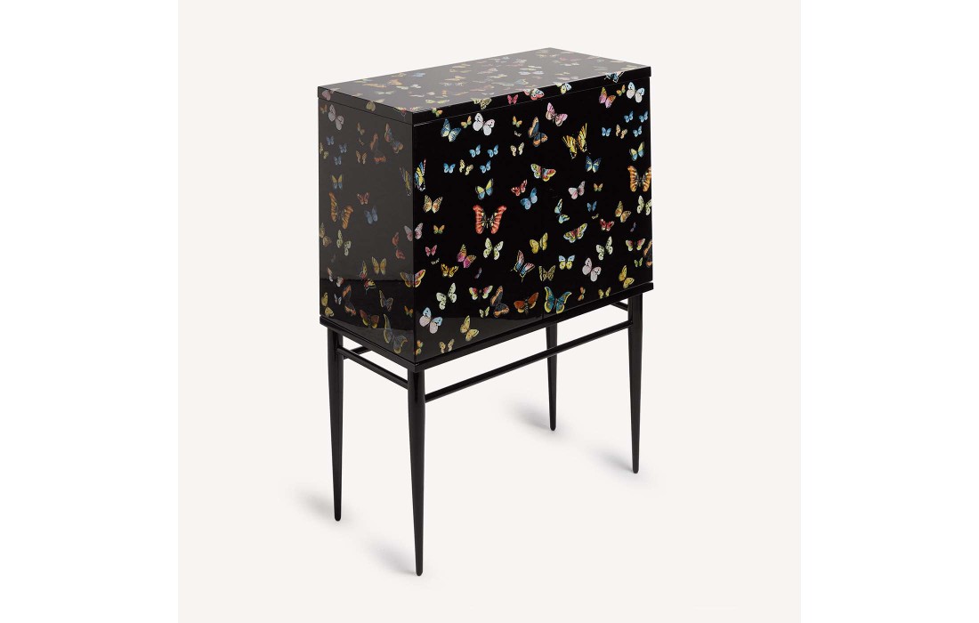 Шкаф от фабрики Fornasetti модель Farfalle Black Raised Small Cabinet