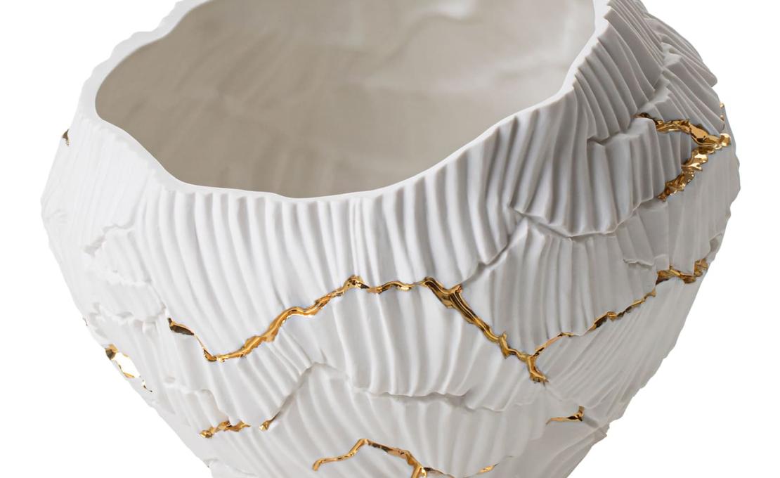 Декоративная Ваза от фабрики Fos Ceramiche модель Zefiro Gold Cracks